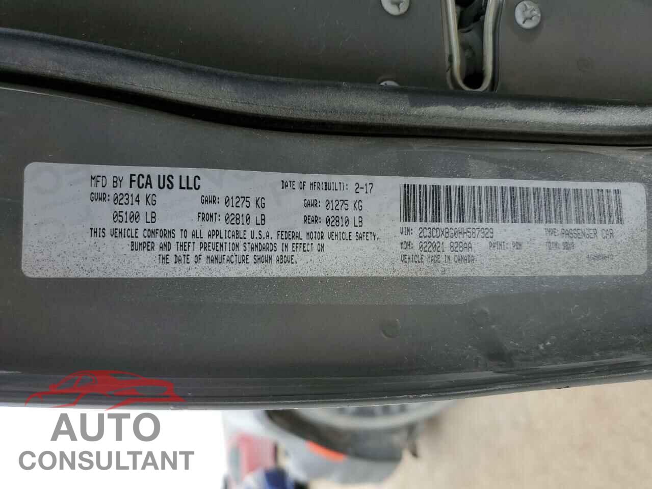 DODGE CHARGER 2017 - 2C3CDXBG0HH587929