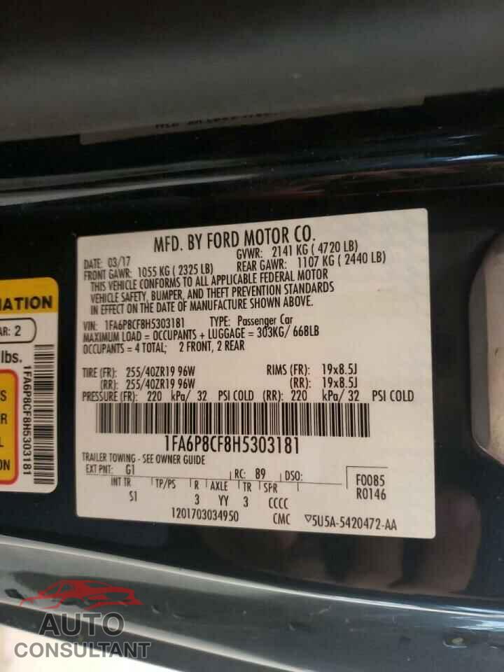 FORD MUSTANG 2017 - 1FA6P8CF8H5303181