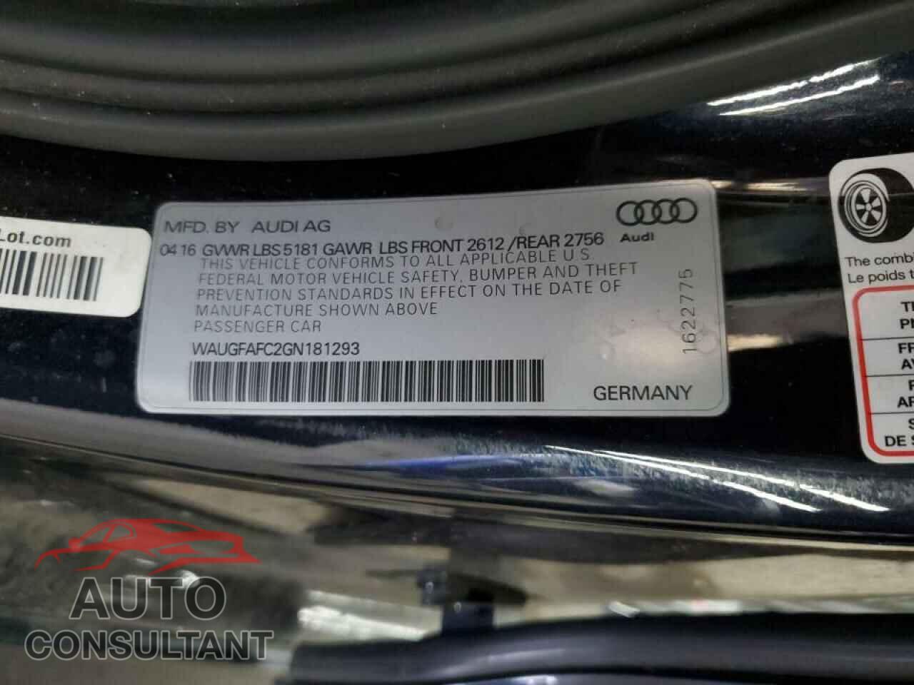 AUDI A6 2016 - WAUGFAFC2GN181293