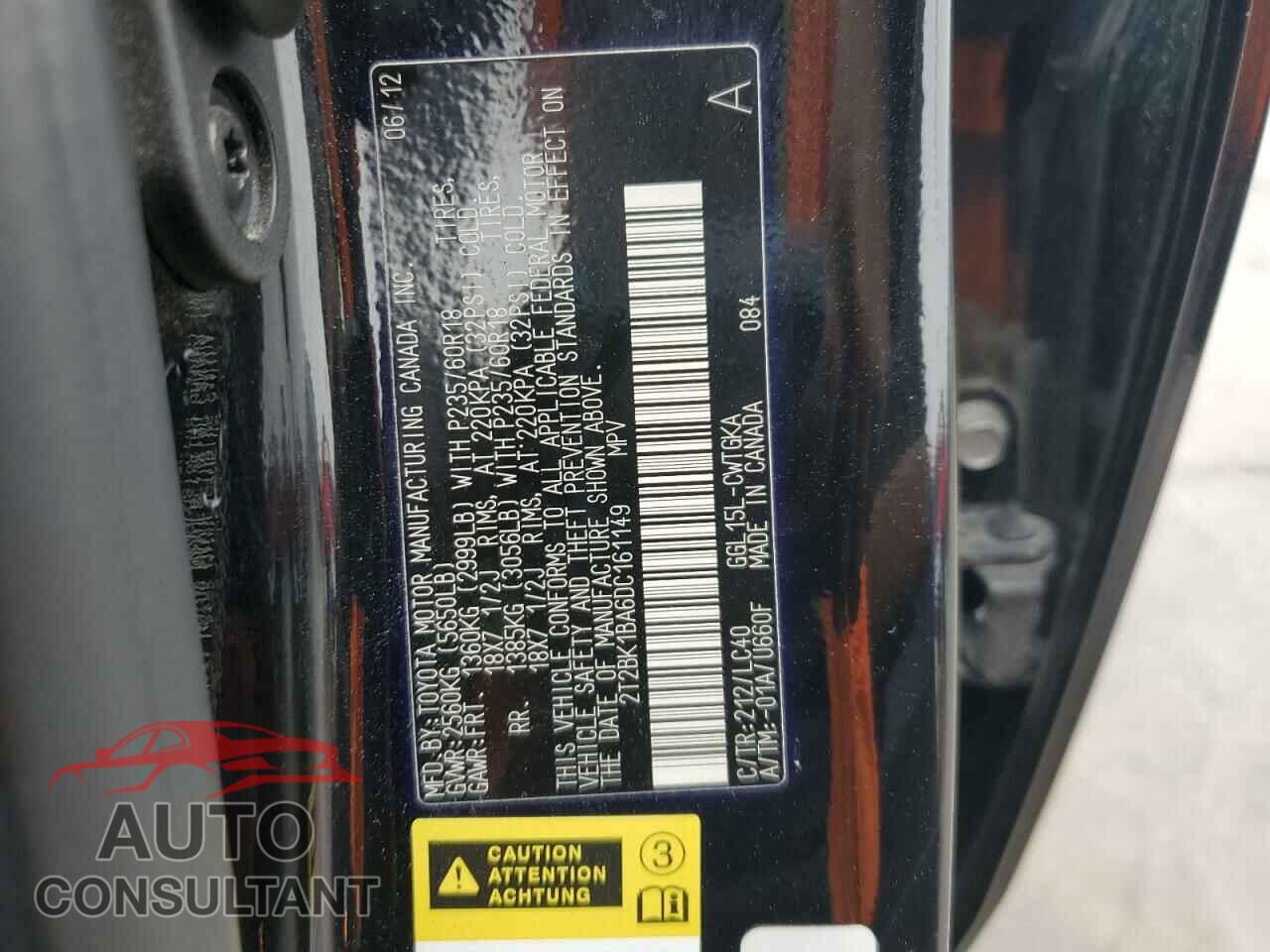LEXUS RX350 2013 - 2T2BK1BA6DC161149
