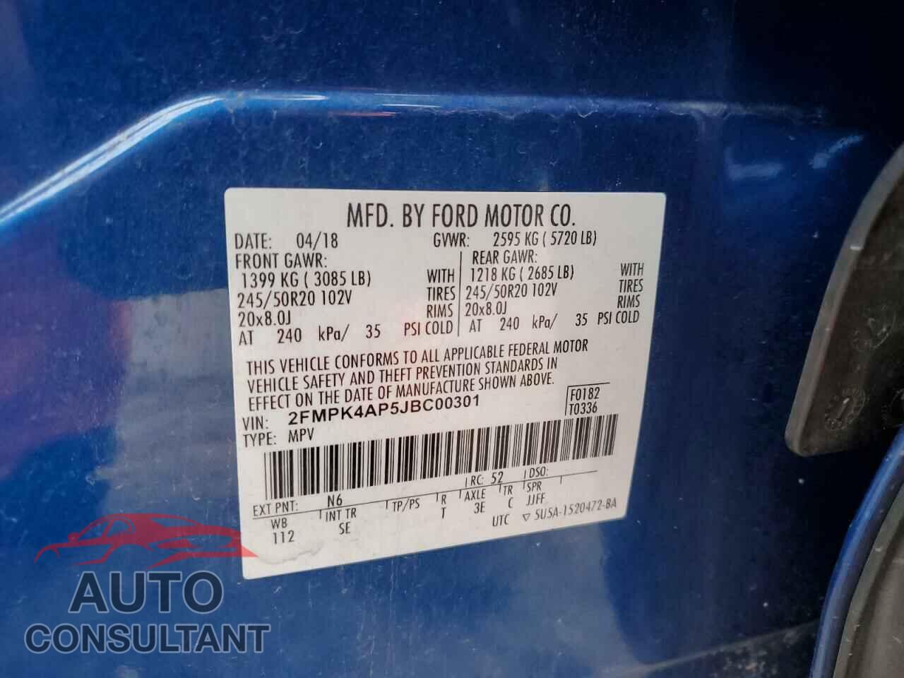FORD EDGE 2018 - 2FMPK4AP5JBC00301