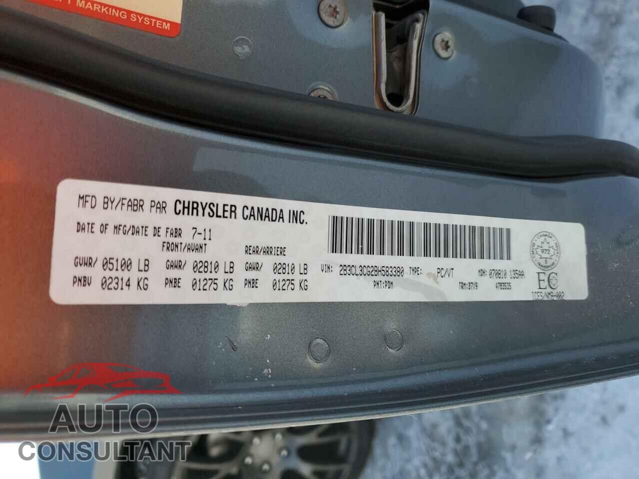 DODGE CHARGER 2011 - 2B3CL3CG2BH583380