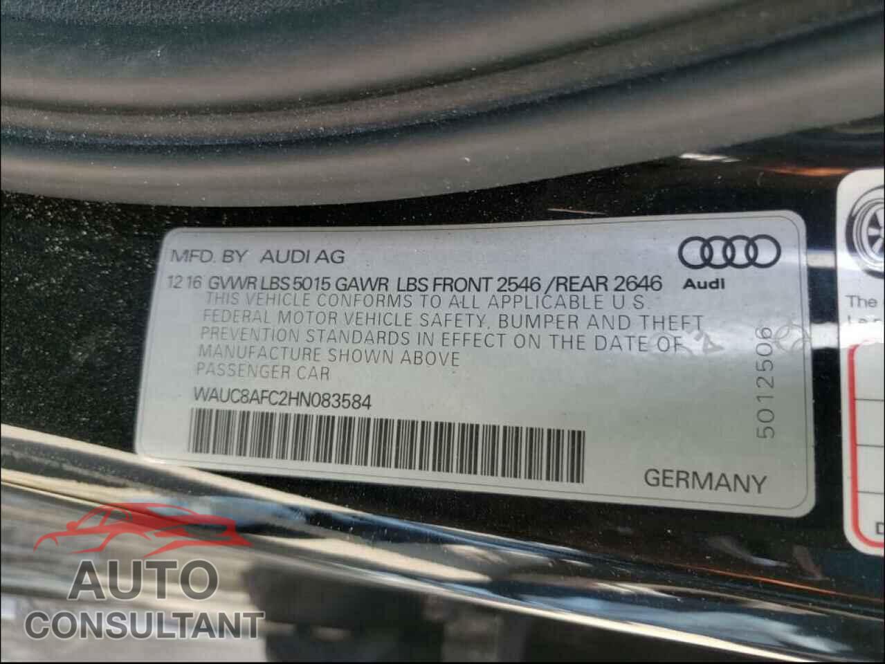 AUDI A6 2017 - WAUC8AFC2HN083584
