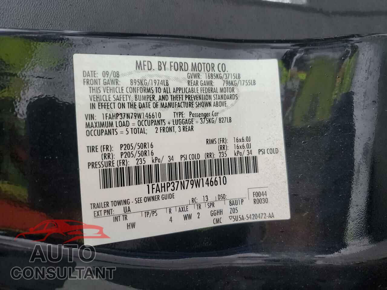 FORD FOCUS 2009 - 1FAHP37N79W146610