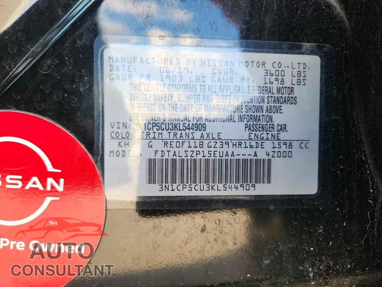 NISSAN KICKS 2019 - 3N1CP5CU3KL544909