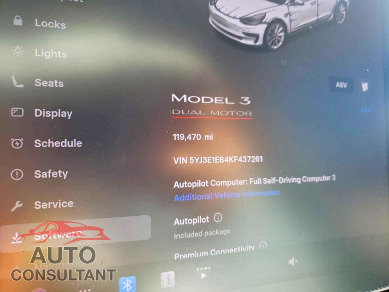 TESLA MODEL 3 2019 - 5YJ3E1EB4KF437261