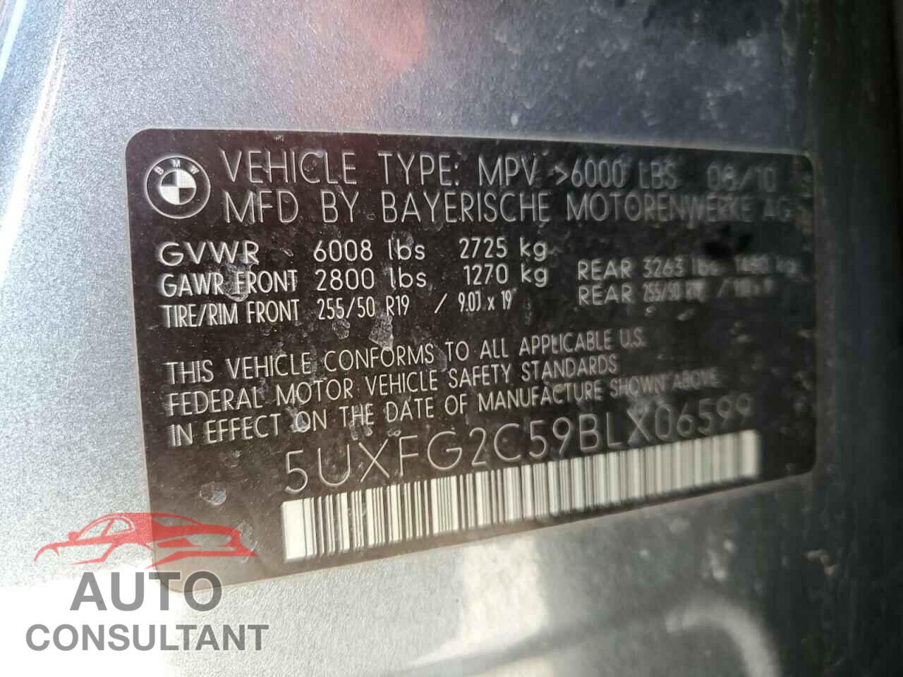 BMW X6 2011 - 5UXFG2C59BLX06599