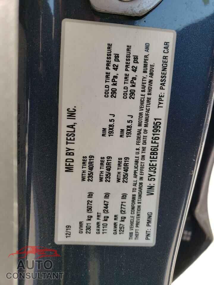 TESLA MODEL 3 2020 - 5YJ3E1EB6LF619951