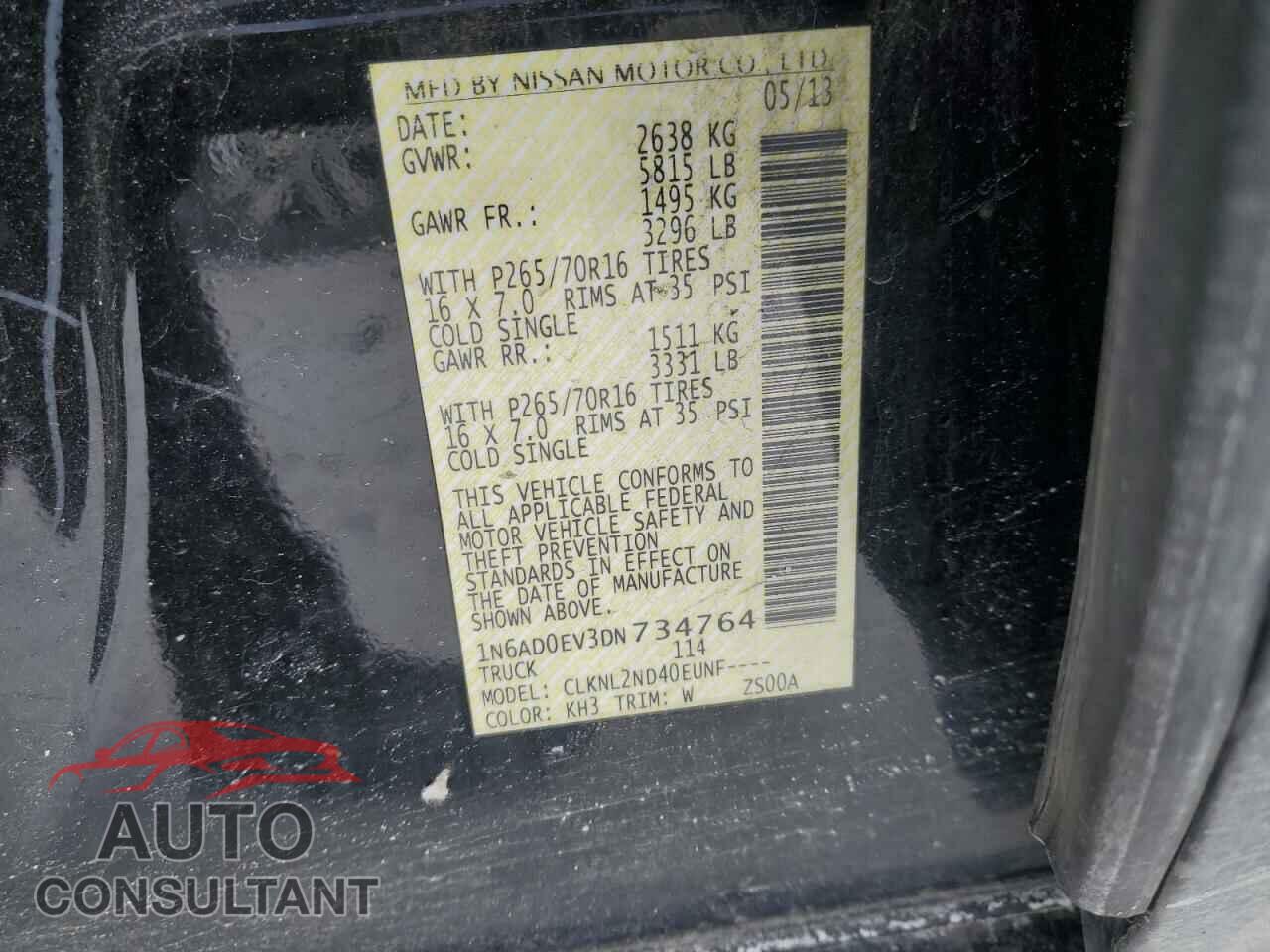 NISSAN FRONTIER 2013 - 1N6AD0EV3DN734764