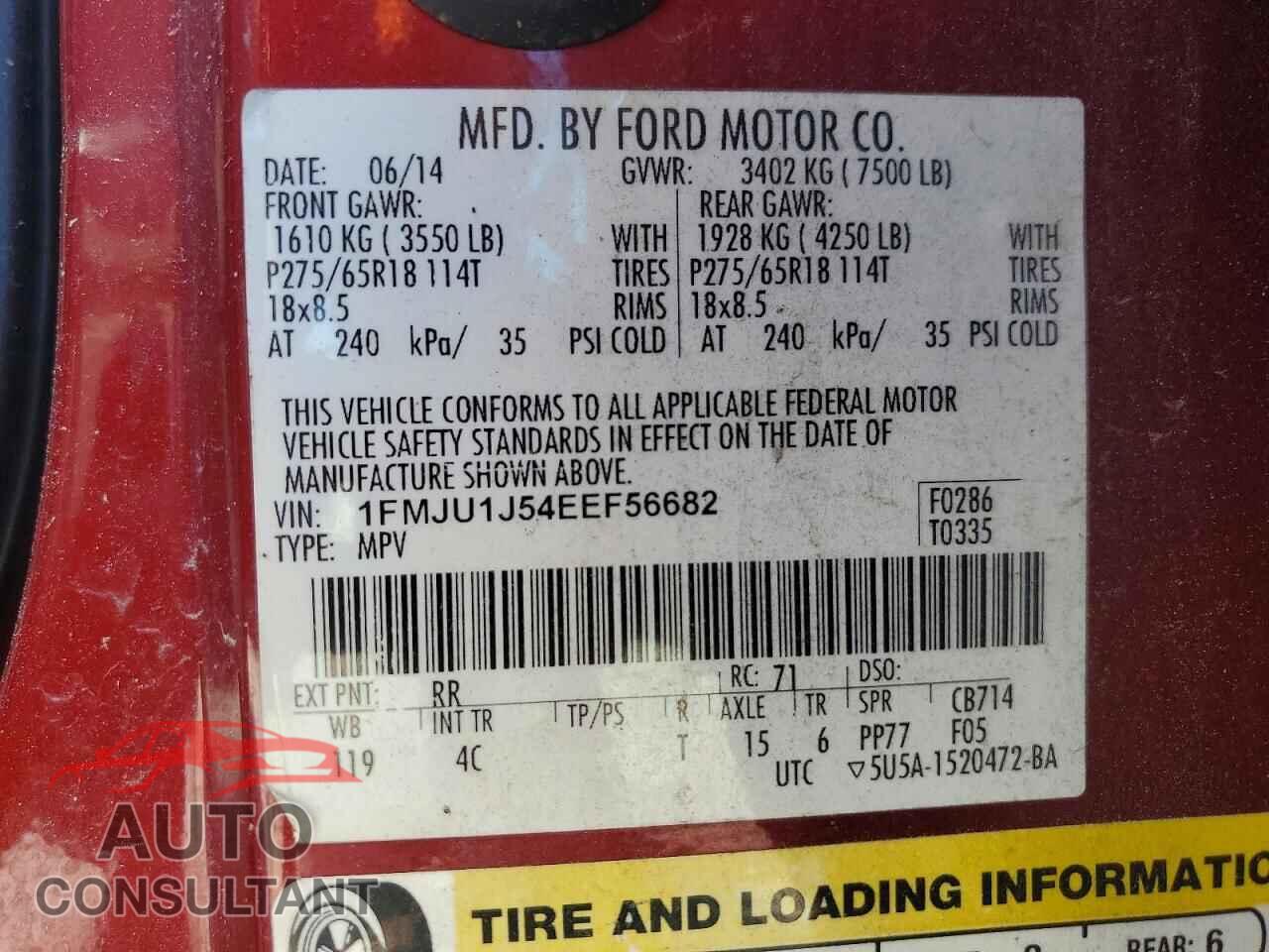 FORD EXPEDITION 2014 - 1FMJU1J54EEF56682