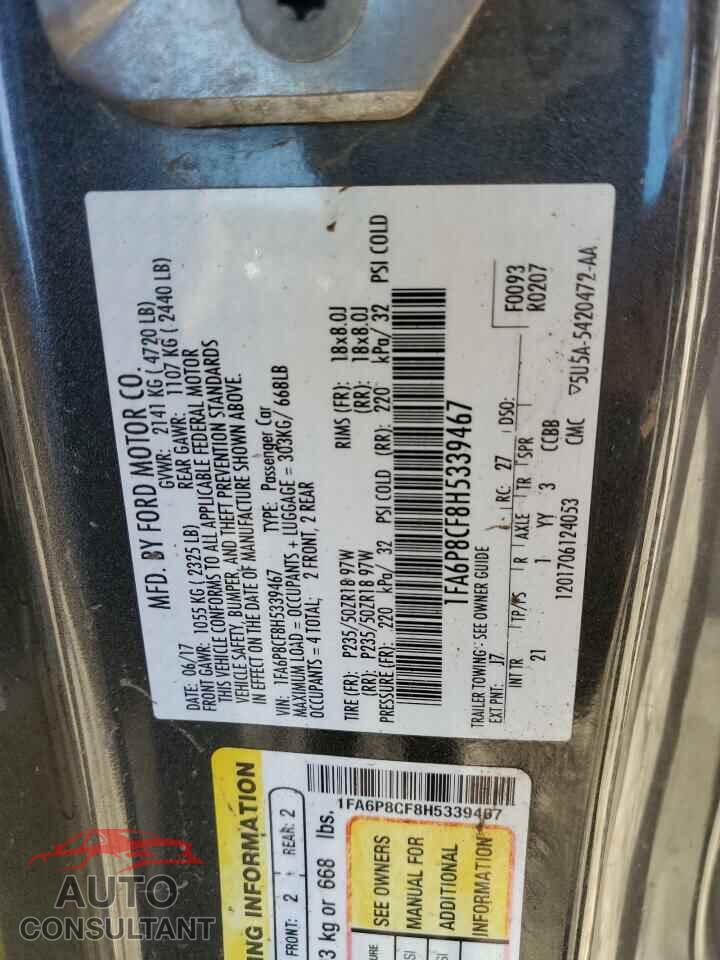 FORD MUSTANG 2017 - 1FA6P8CF8H5339467