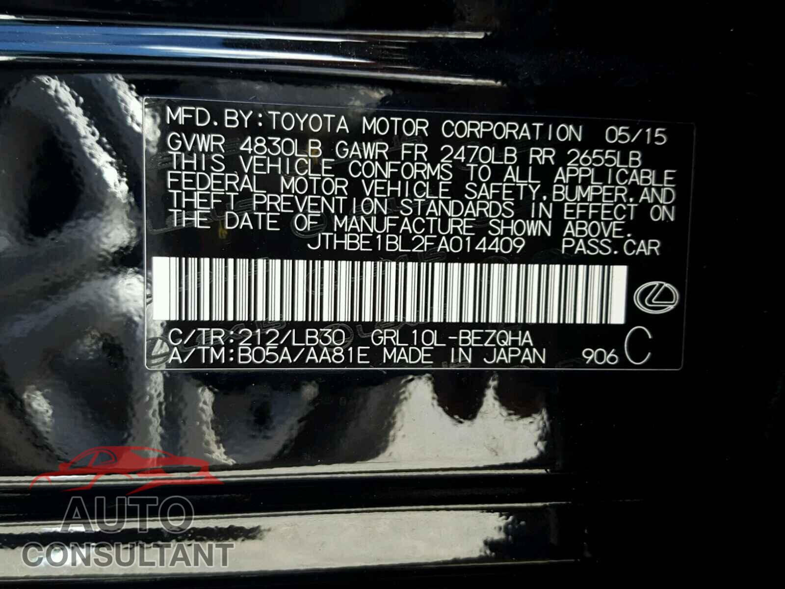 LEXUS GS350 2015 - JTHBE1BL2FA014409