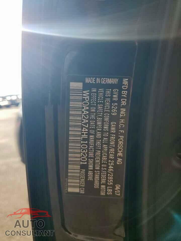PORSCHE PANAMERA 2017 - WP0AA2A74HL103201