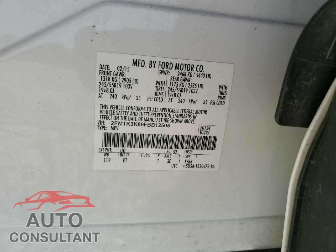 FORD EDGE 2015 - 2FMTK3K89FBB12505