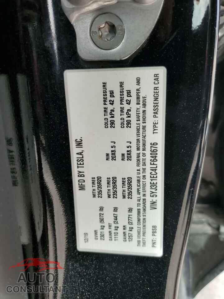 TESLA MODEL 3 2020 - 5YJ3E1EC4LF640676