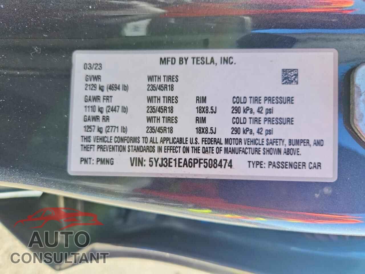 TESLA MODEL 3 2023 - 5YJ3E1EA6PF508474