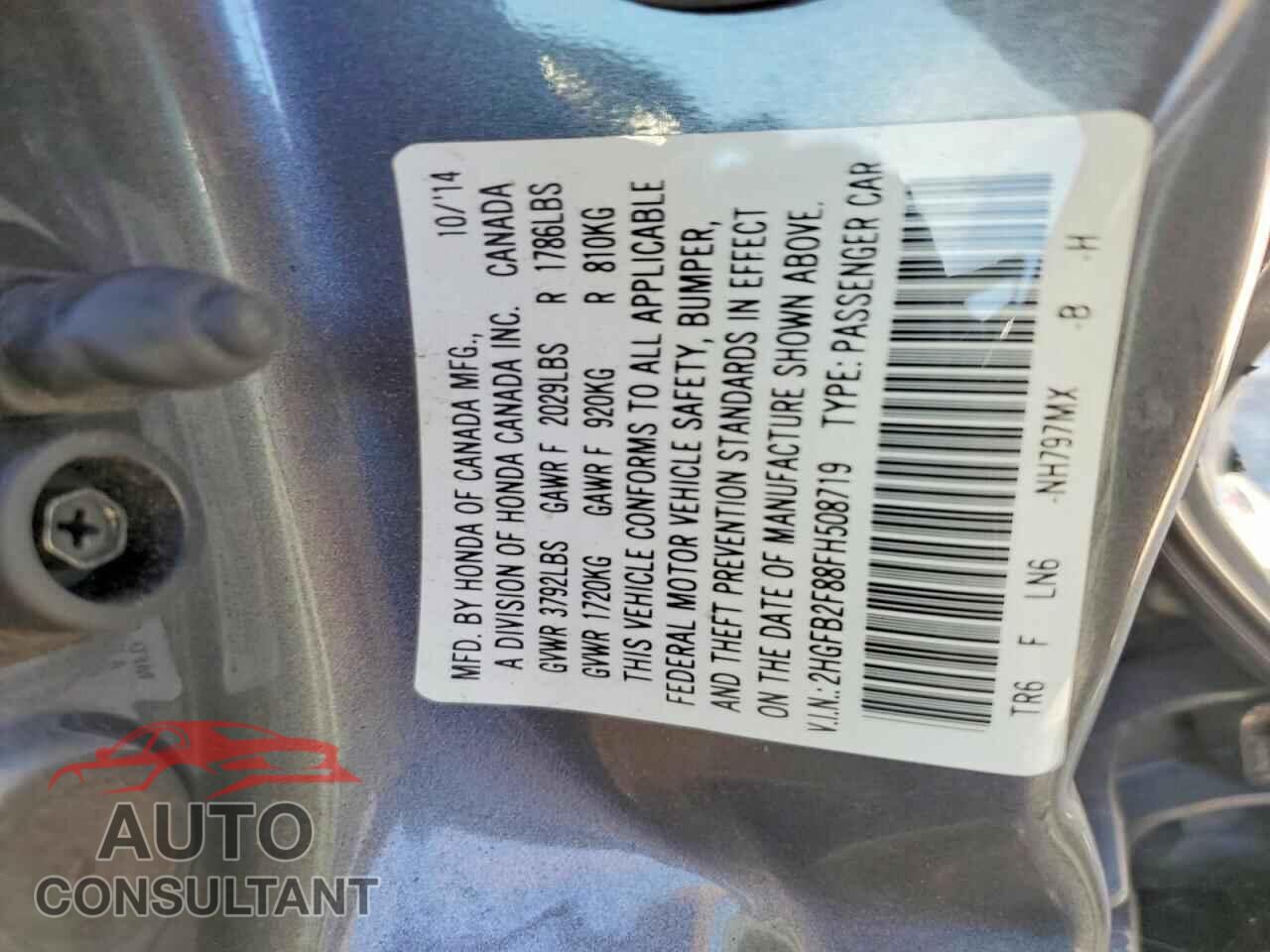 HONDA CIVIC 2015 - 2HGFB2F88FH508719