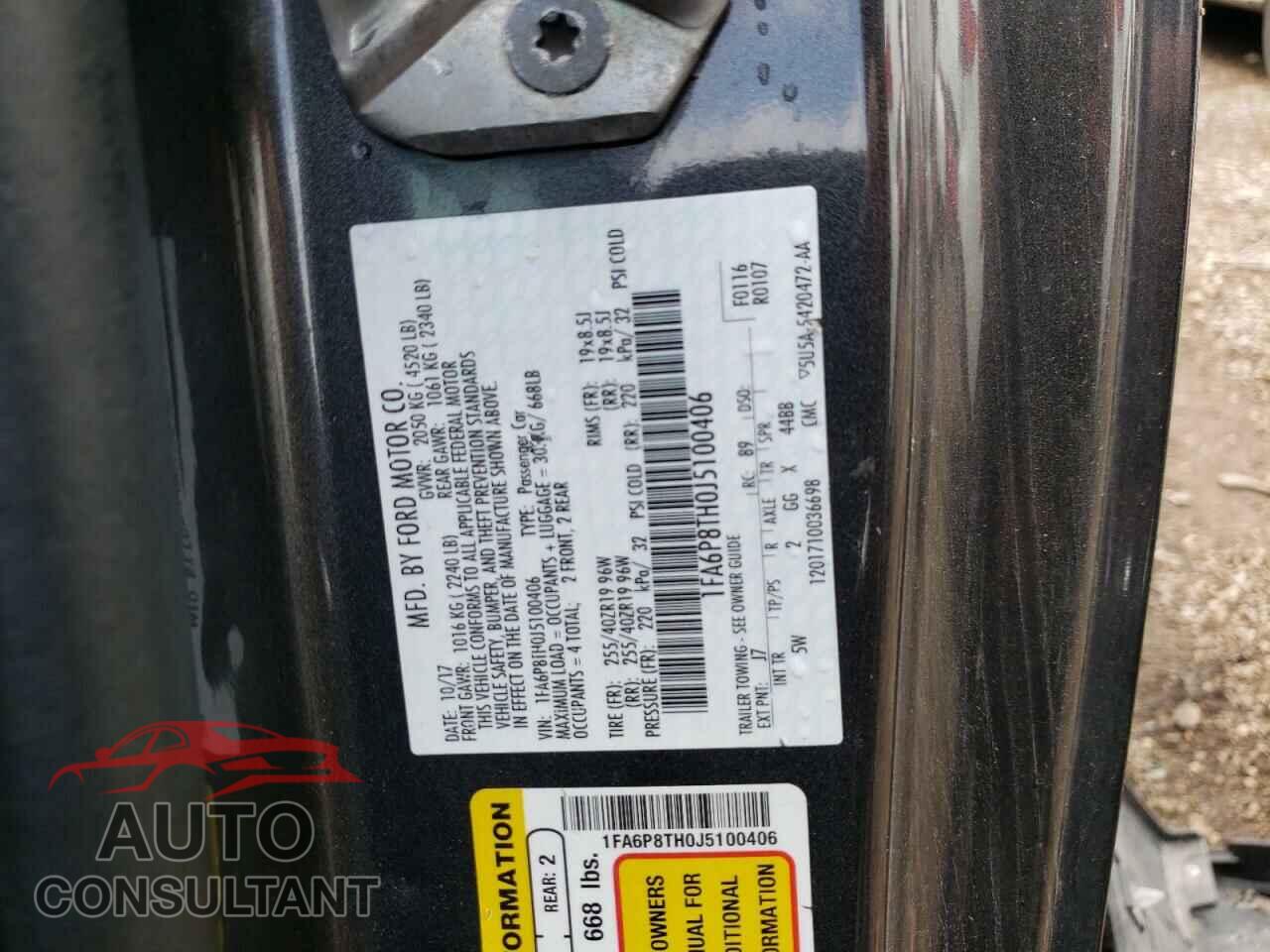 FORD MUSTANG 2018 - 1FA6P8TH0J5100406