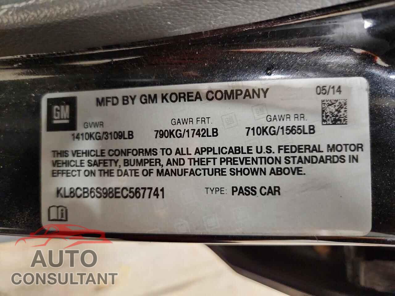 CHEVROLET SPARK 2014 - KL8CB6S98EC567741