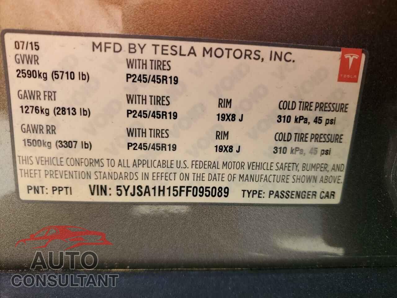 TESLA MODEL S 2015 - 5YJSA1H15FF095089