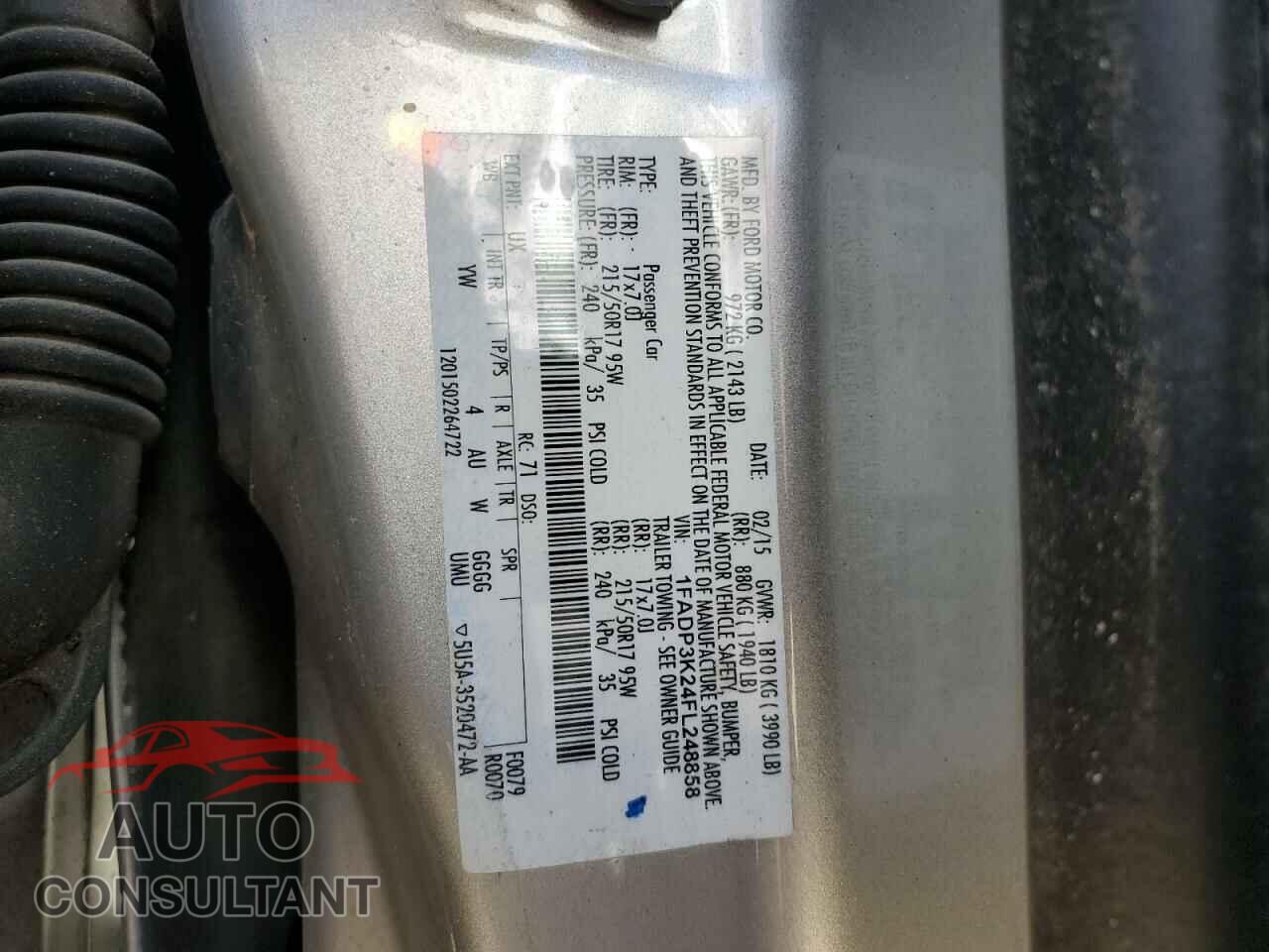 FORD FOCUS 2015 - 1FADP3K24FL248858