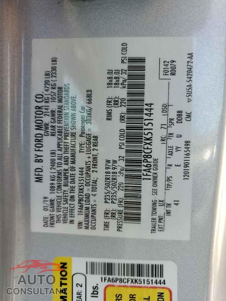 FORD MUSTANG 2019 - 1FA6P8CFXK5151444
