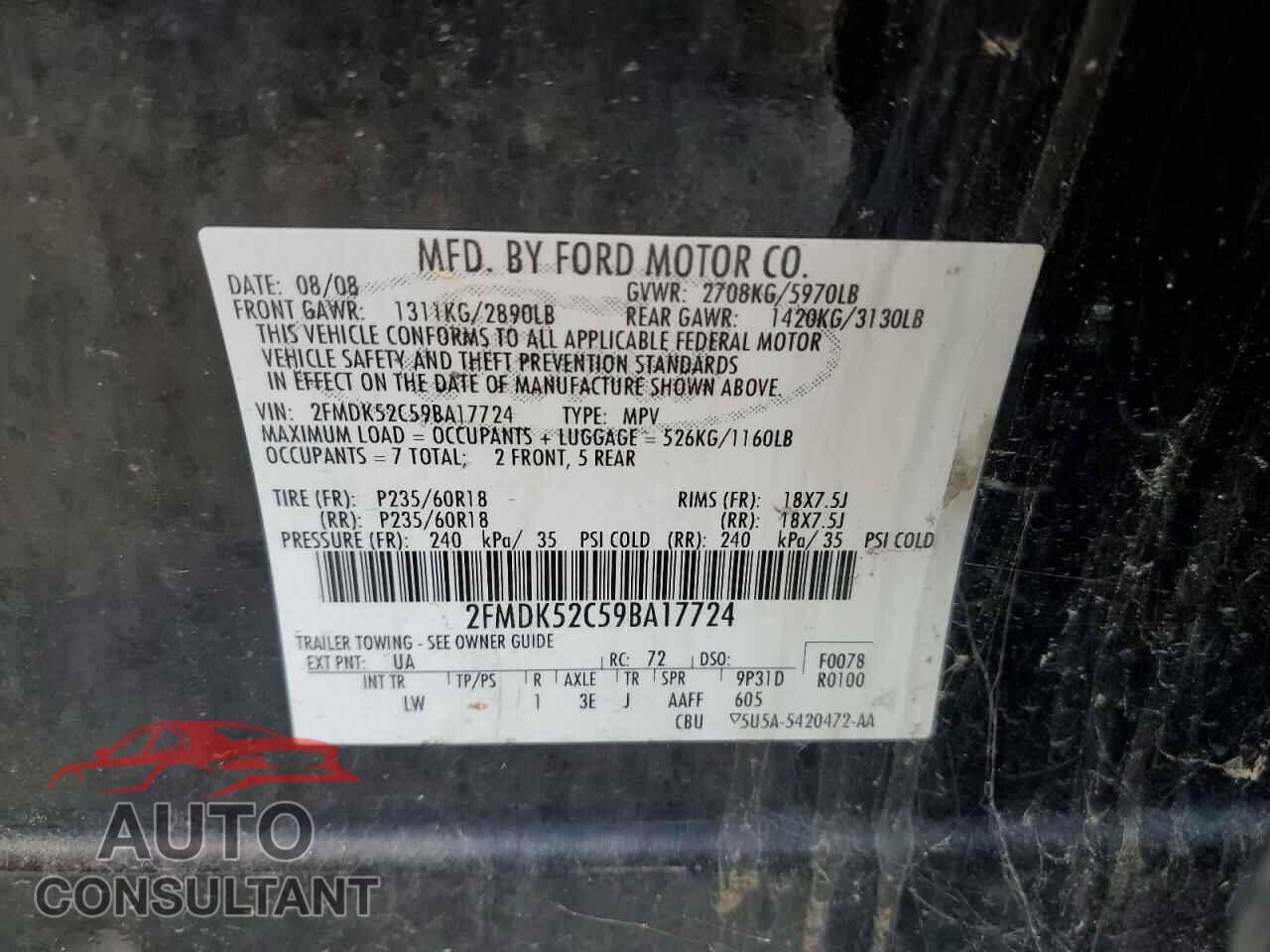 FORD FLEX 2009 - 2FMDK52C59BA17724