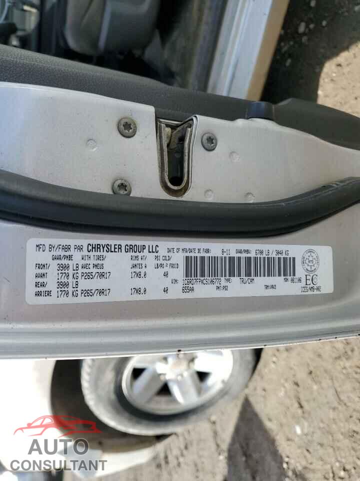 DODGE RAM 1500 2012 - 1C6RD7FPXCS106772