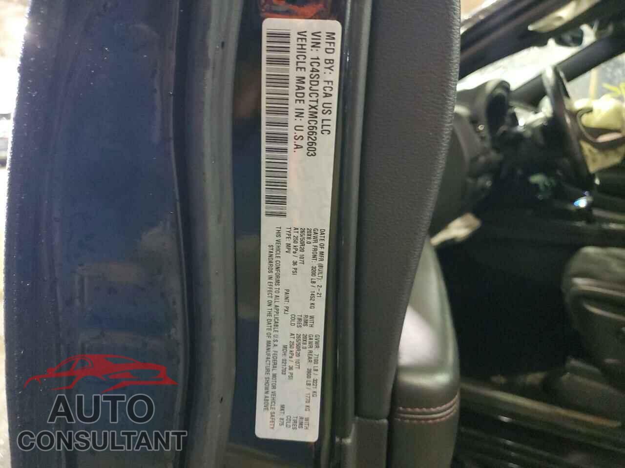 DODGE DURANGO 2021 - 1C4SDJCTXMC662603