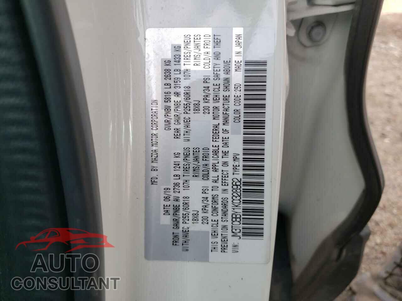 MAZDA CX-9 2019 - JM3TCBBY1K0328962
