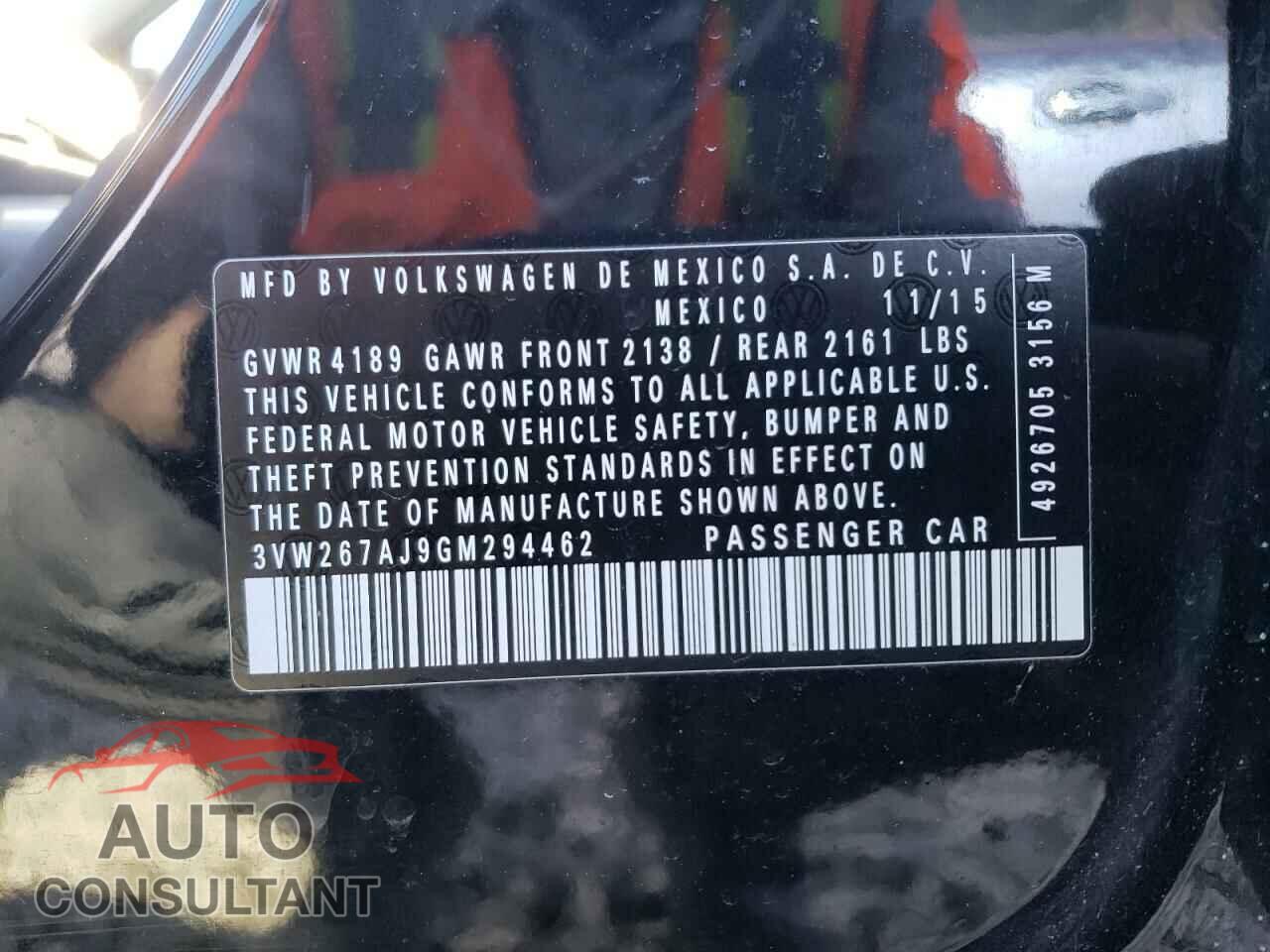VOLKSWAGEN JETTA 2016 - 3VW267AJ9GM294462