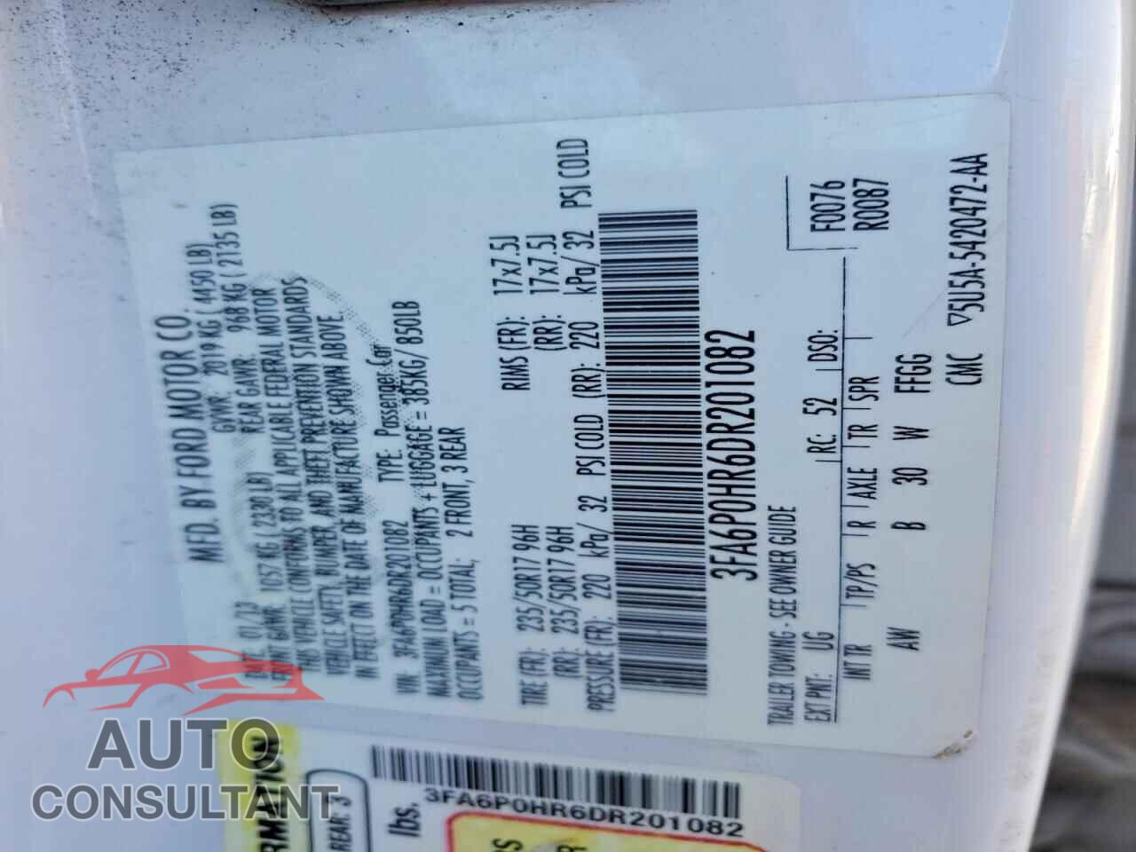 FORD FUSION 2013 - 3FA6P0HR6DR201882