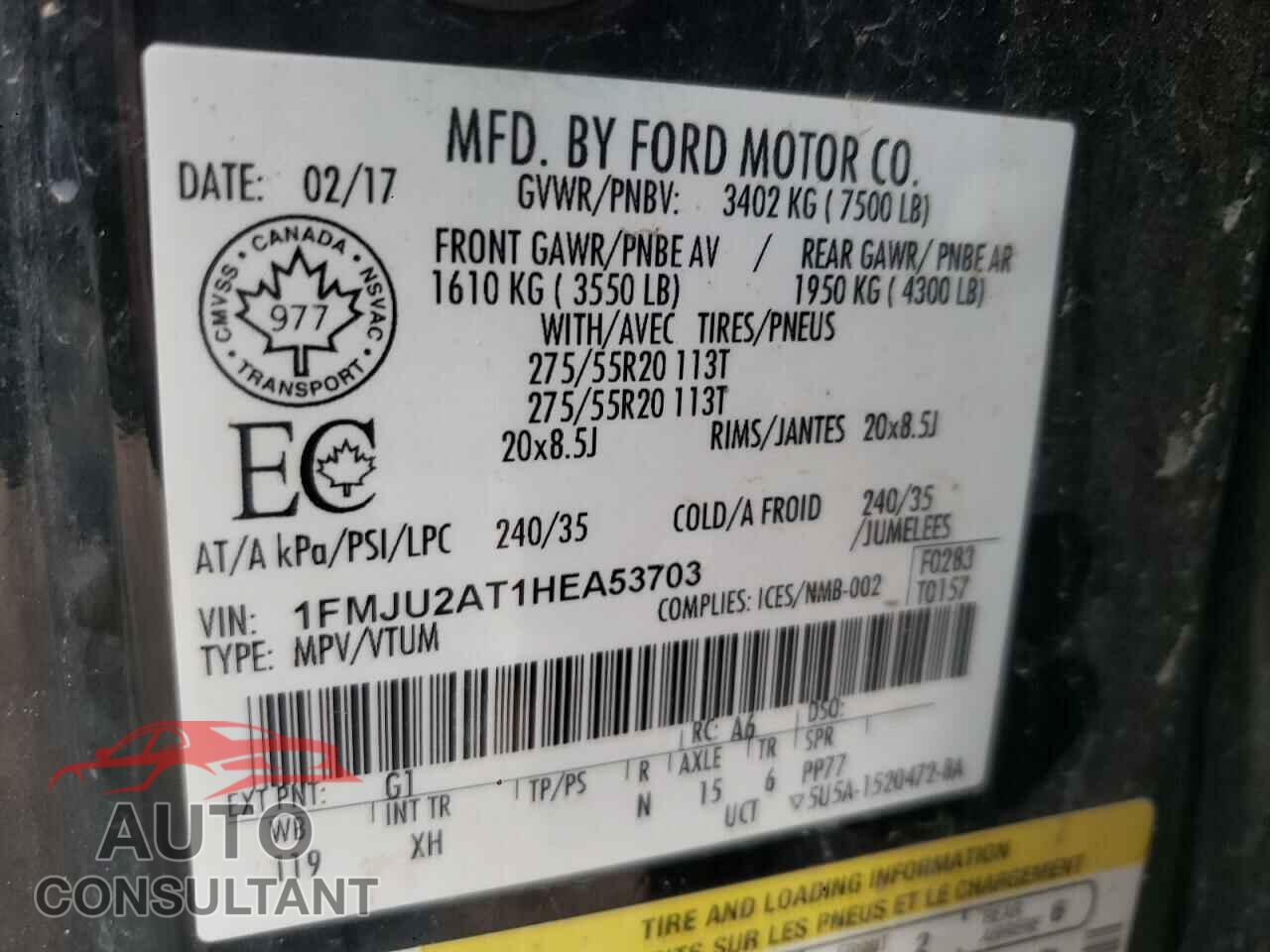FORD EXPEDITION 2017 - 1FMJU2AT1HEA53703