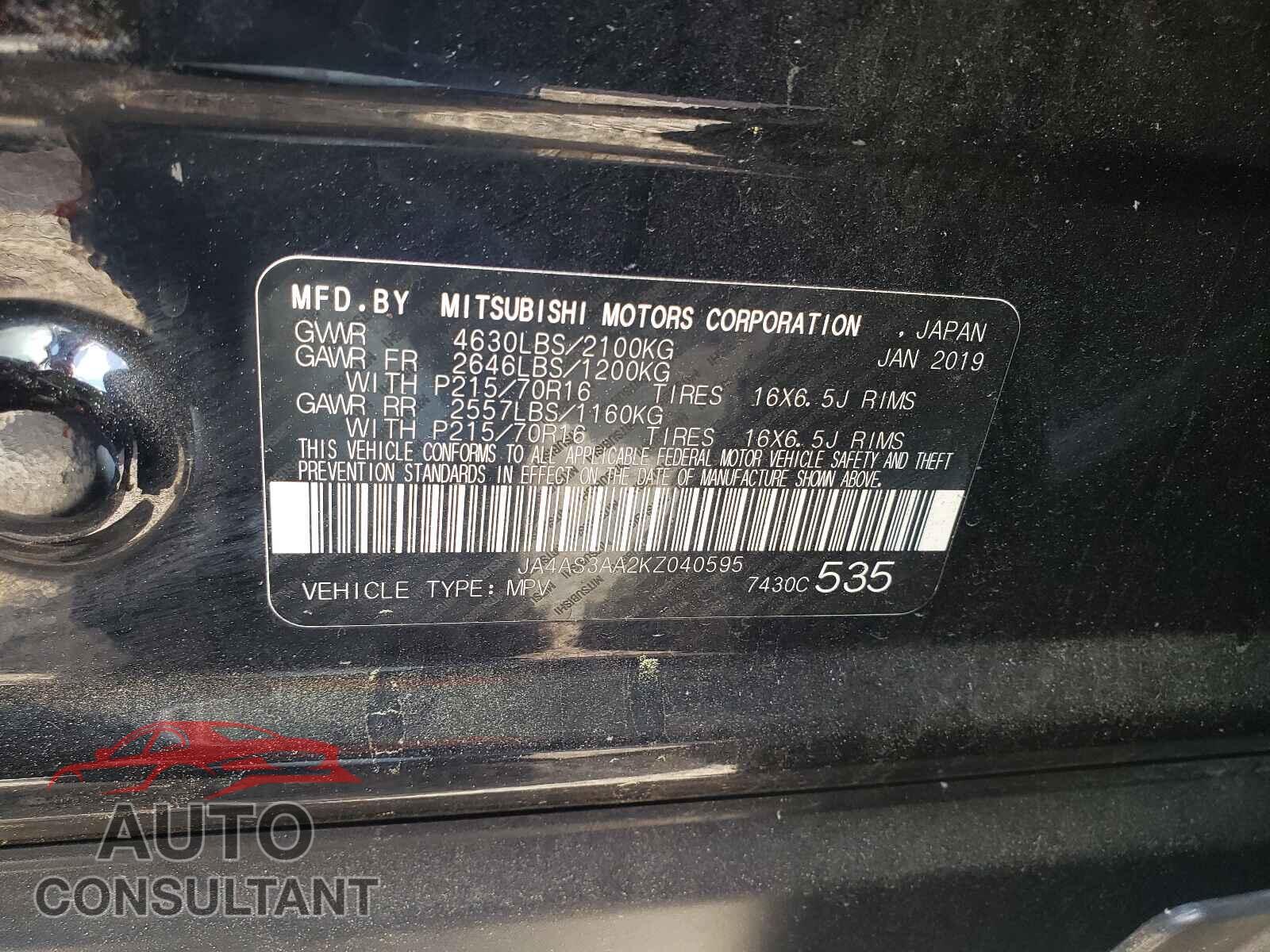 MITSUBISHI ECLIPSE 2019 - JA4AS3AA2KZ040595