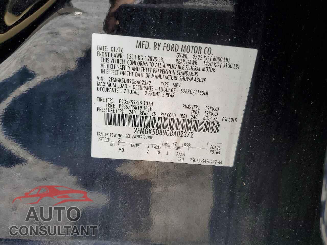 FORD FLEX 2016 - 2FMGK5D89GBA02372