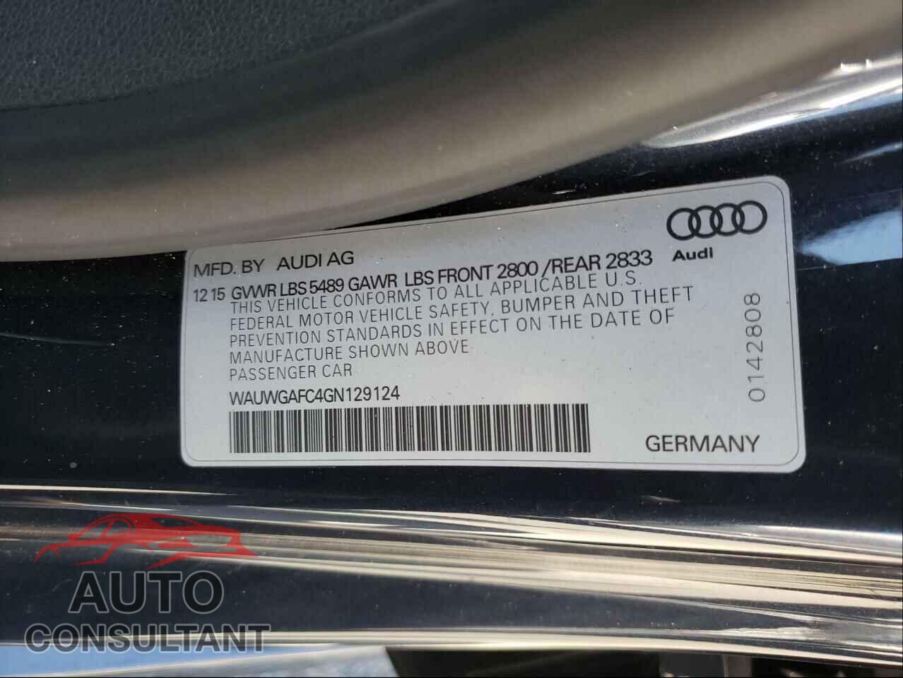 AUDI A7 2016 - WAUWGAFC4GN129124