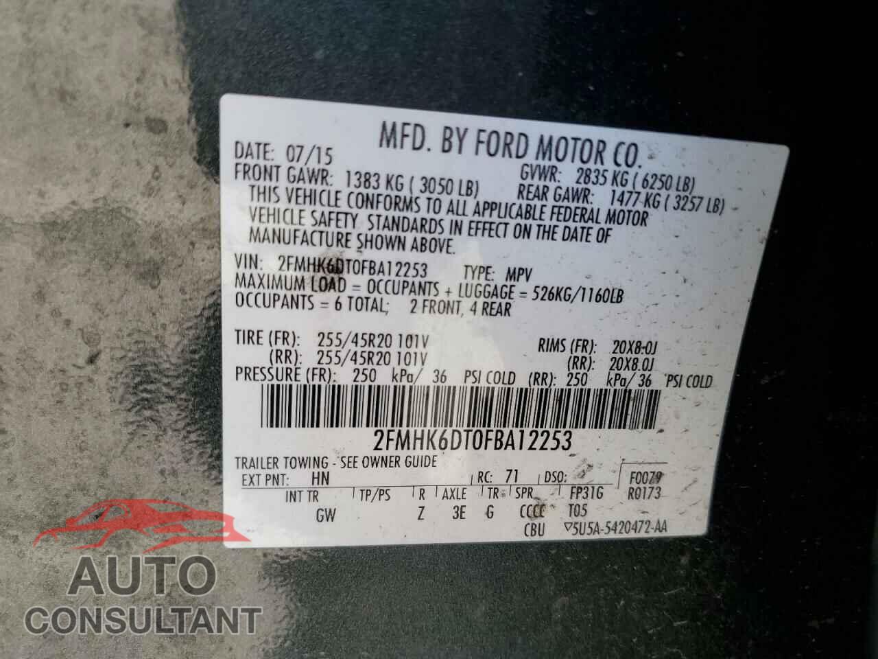 FORD FLEX 2015 - 2FMHK6DT0FBA12253