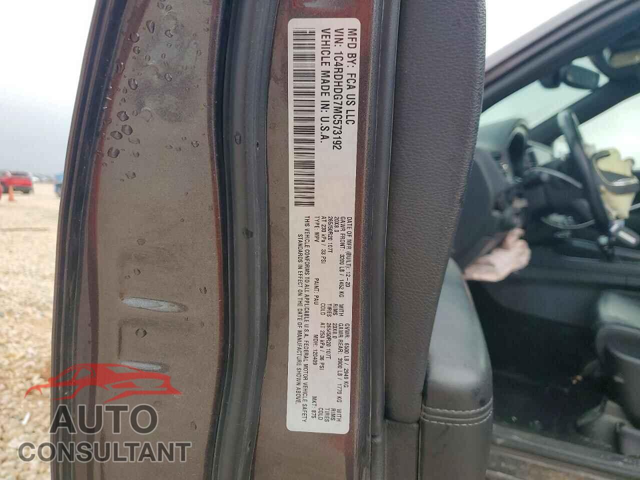 DODGE DURANGO 2021 - 1C4RDHDG7MC573192