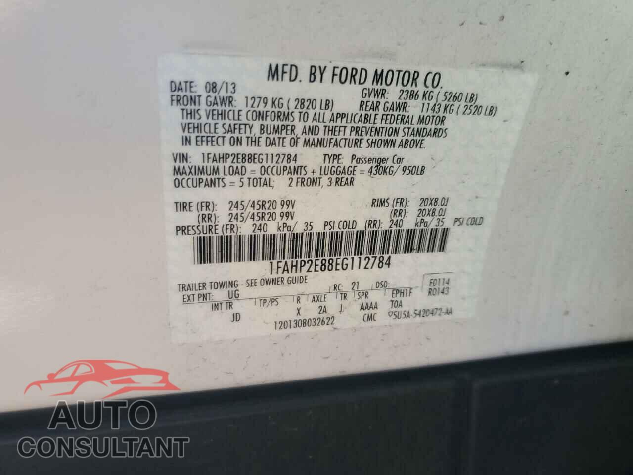 FORD TAURUS 2014 - 1FAHP2E88EG112784