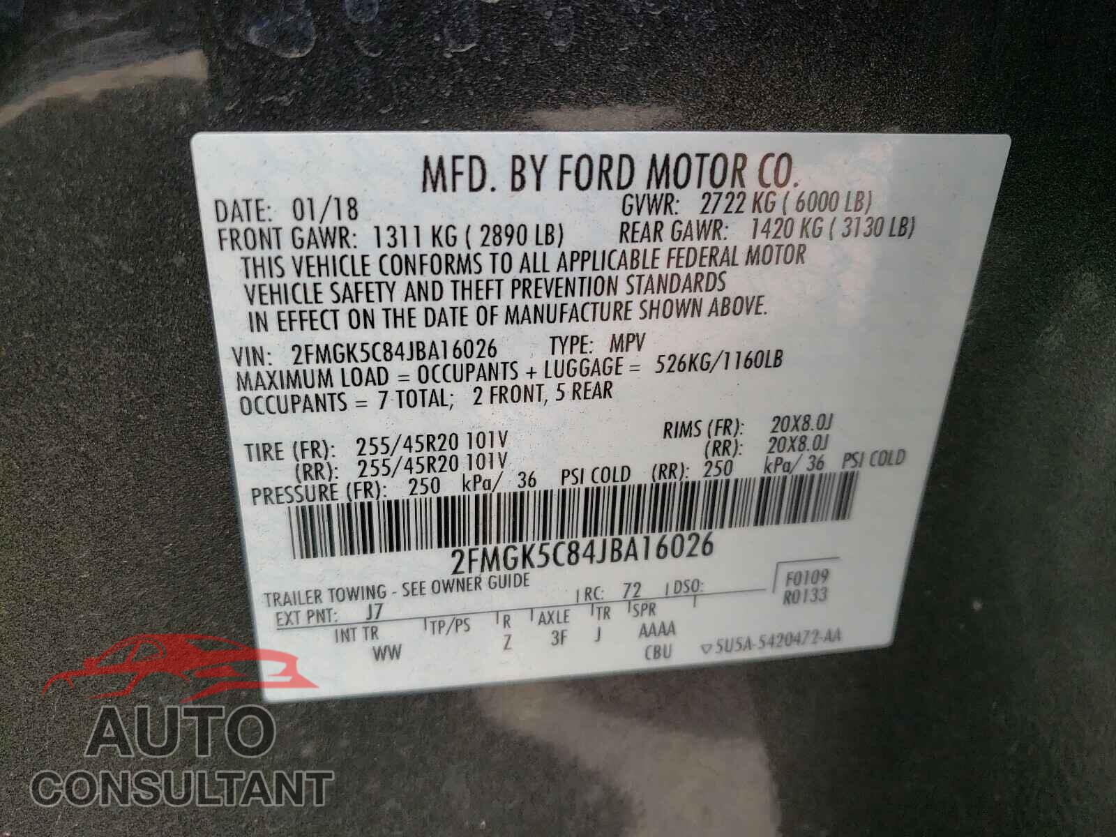 FORD FLEX 2018 - 2FMGK5C84JBA16026