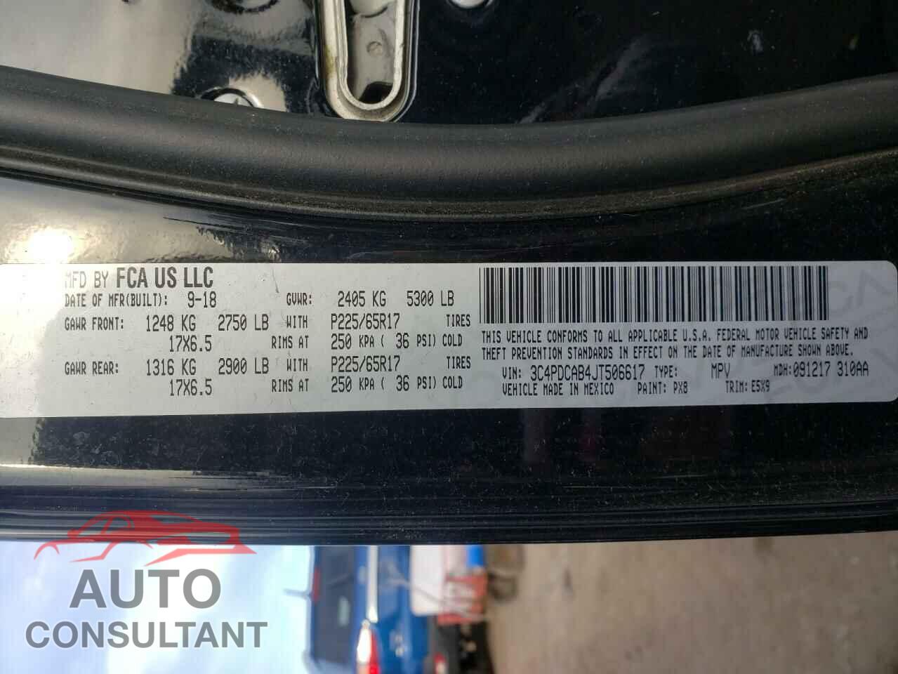 DODGE JOURNEY 2018 - 3C4PDCAB4JT506617