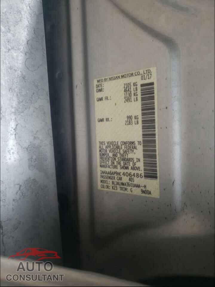 NISSAN MAXIMA 2017 - 1N4AA6AP9HC406486