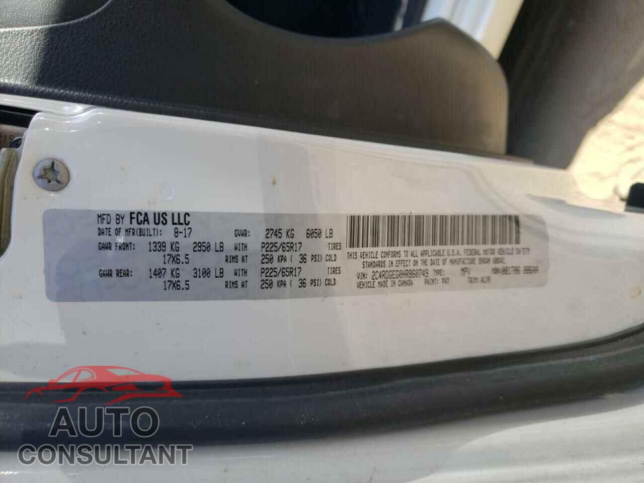 DODGE CARAVAN 2017 - 2C4RDGEG0HR860749