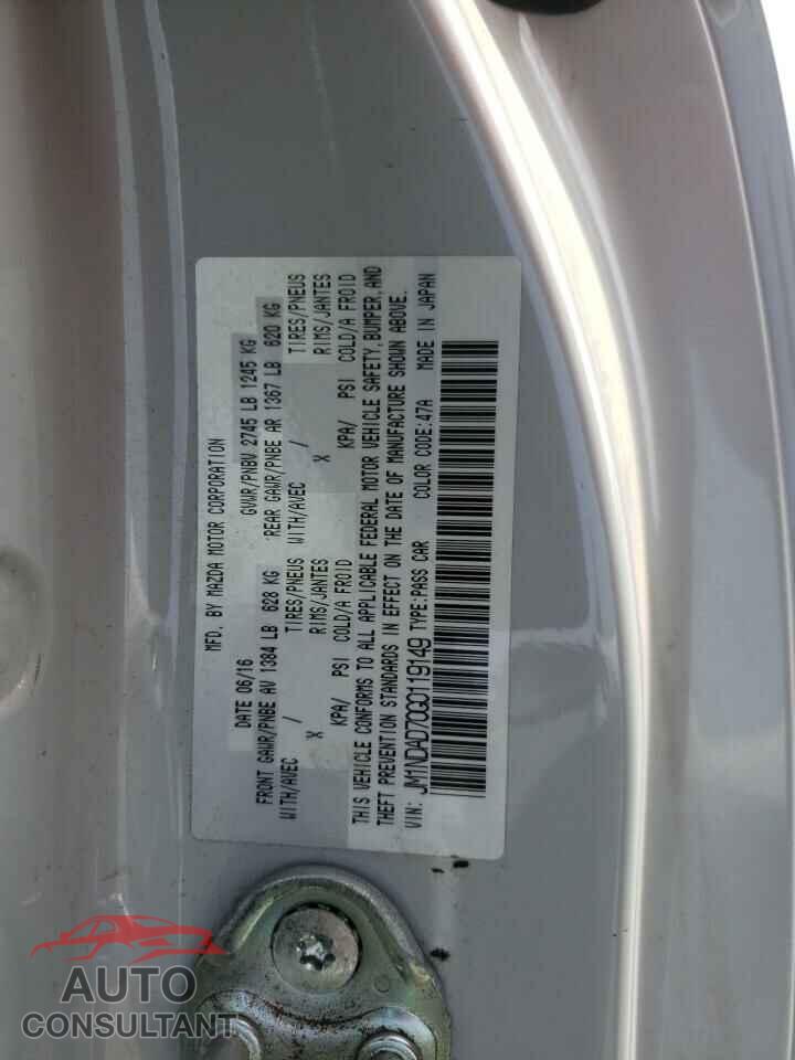 MAZDA MX5 2016 - JM1NDAD70G0119149