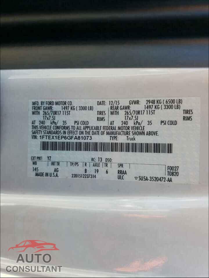 FORD F150 2016 - 1FTEX1EP6GFA81073