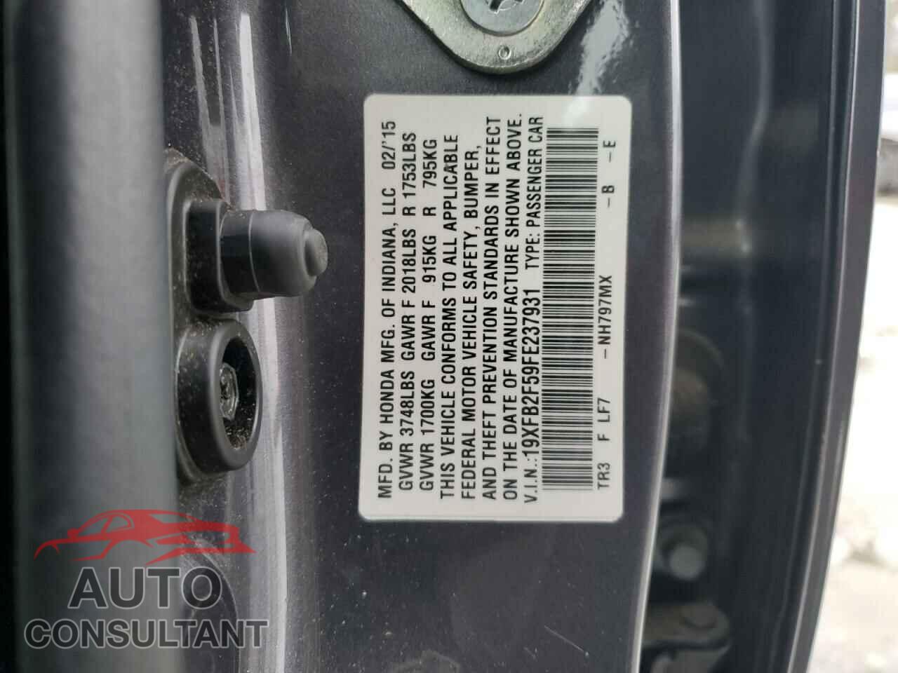 HONDA CIVIC 2015 - 19XFB2F59FE237931