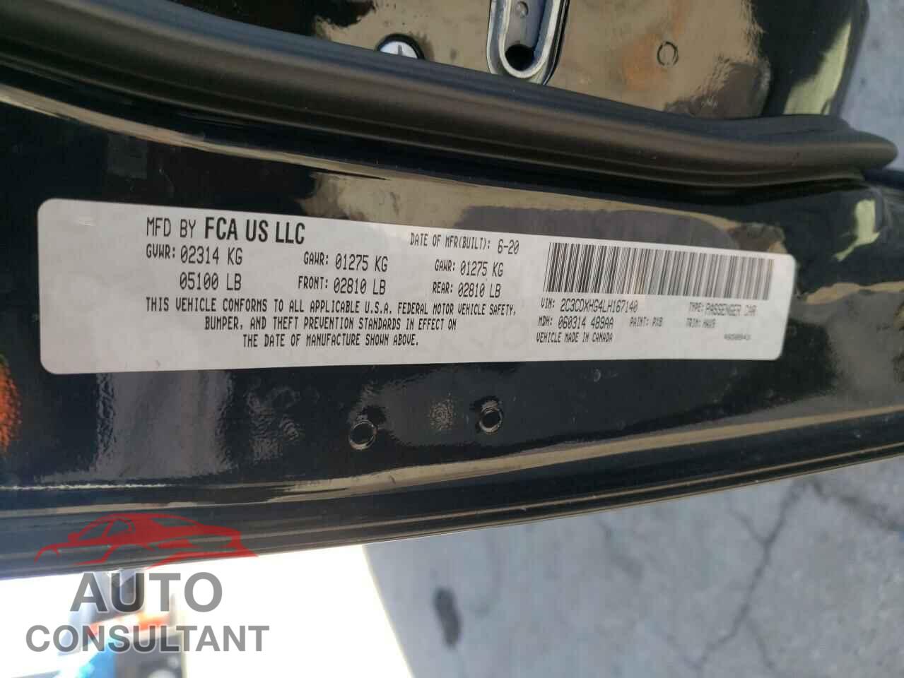 DODGE CHARGER 2020 - 2C3CDXHG4LH167140