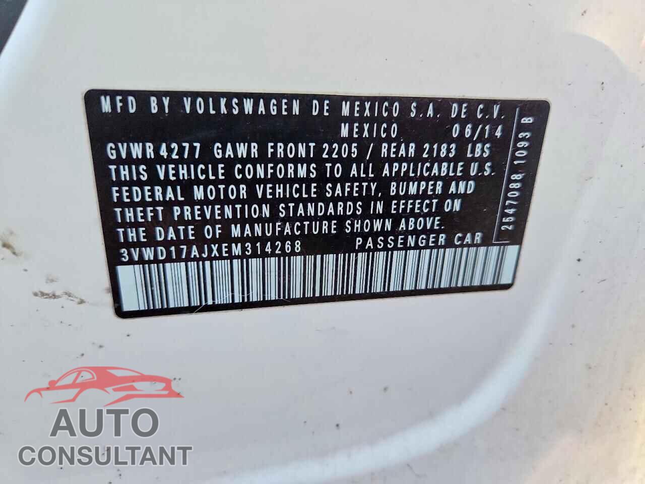 VOLKSWAGEN JETTA 2014 - 3VWD17AJXEM314268