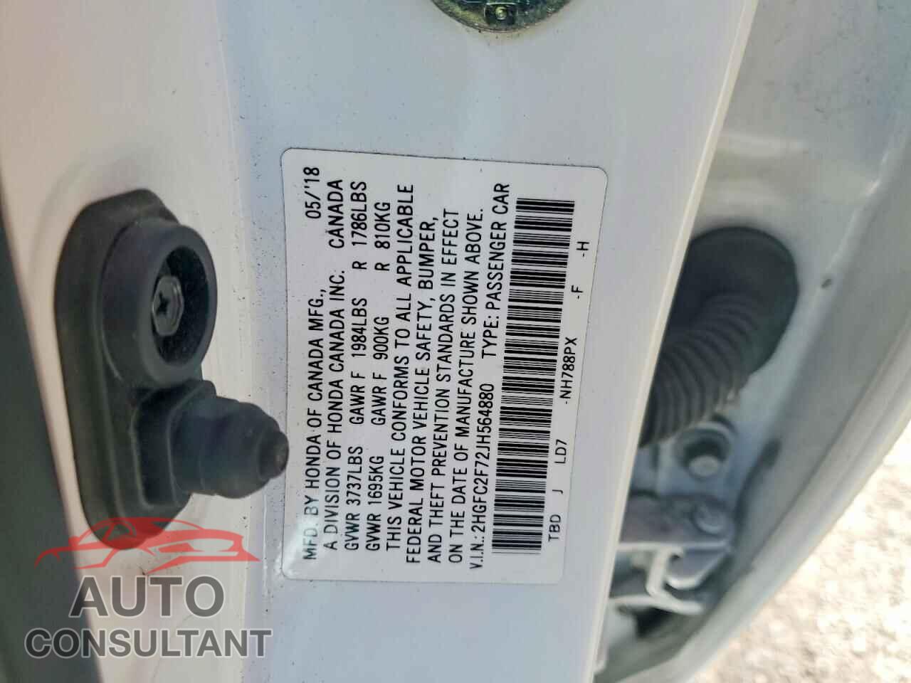 HONDA CIVIC 2018 - 2HGFC2F72JH564880