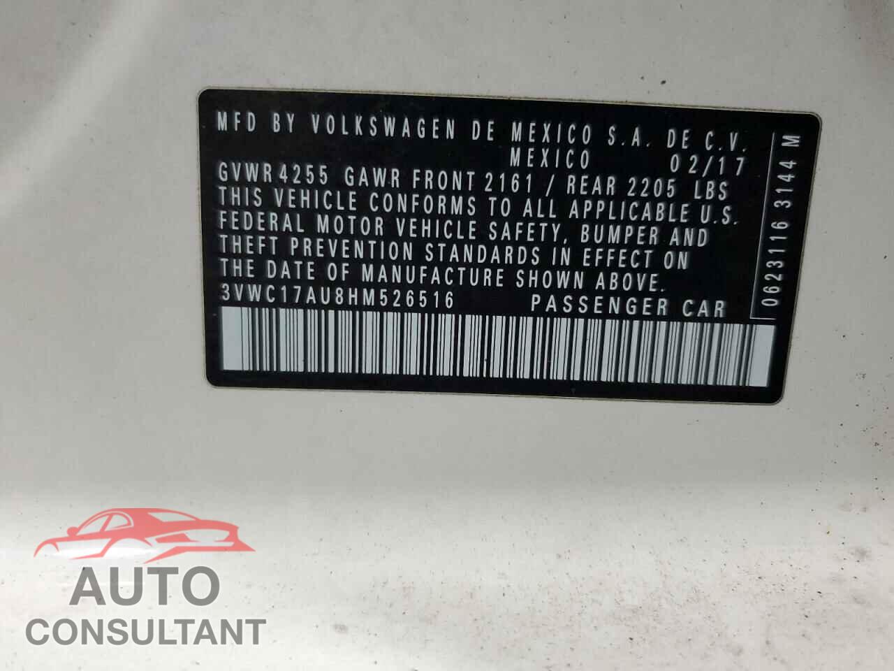 VOLKSWAGEN GOLF 2017 - 3VWC17AU8HM526516